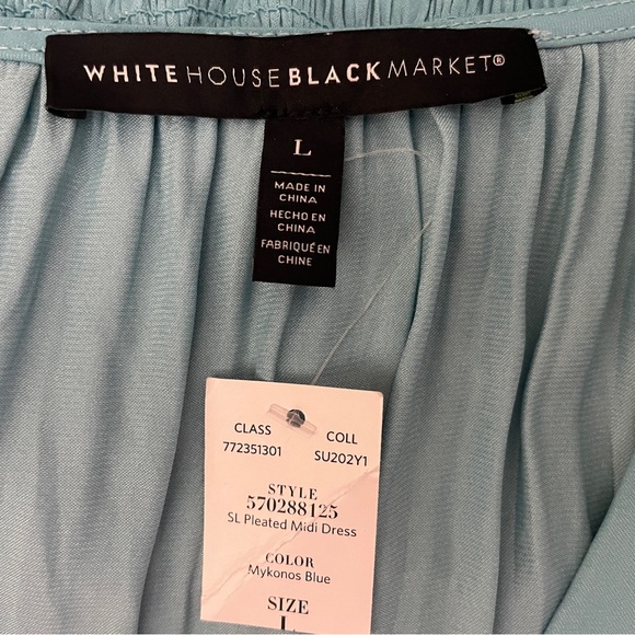 WHBM White House Black Market Midi Dress Large Pleated Sleeveless V-neck NWT - Picture 11 of 16